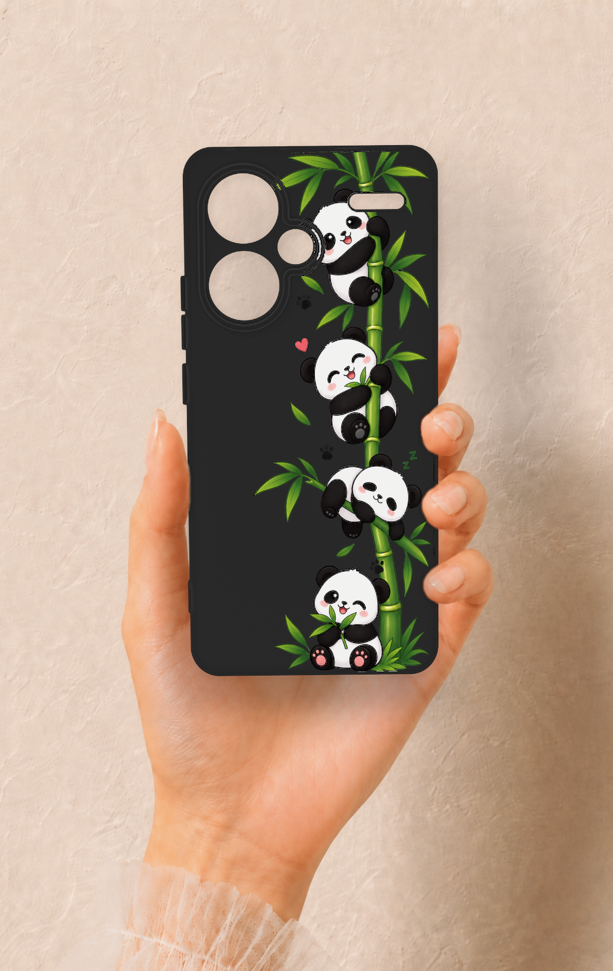 Redmi Note 13 Pro Plus Uyumlu Sevimli Panda Bambu Desenli Silikon Kılıf