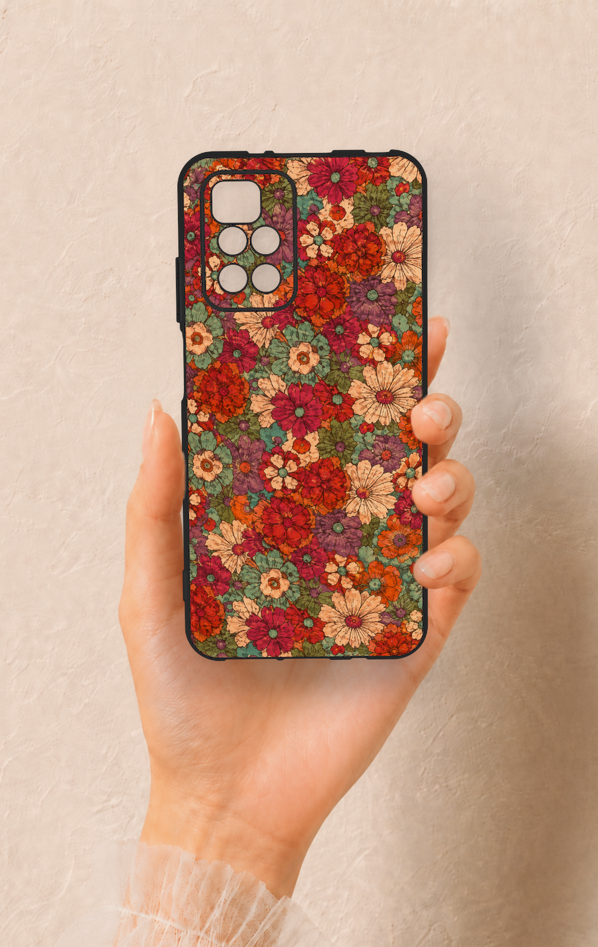 Redmi 10 2022 Uyumlu Pastel Çiçek Bahçesi Desenli Silikon Kılıf