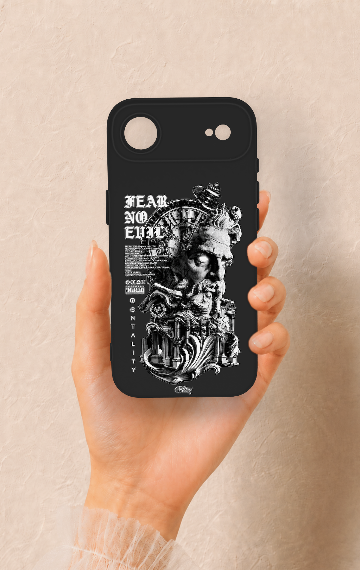 iPhone 17 Air Uyumlu Fear No Evil Desenli Silikon Kılıf