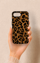 iPhone 16E Uyumlu Koyu Leopar Deri Desenli Silikon Kılıf