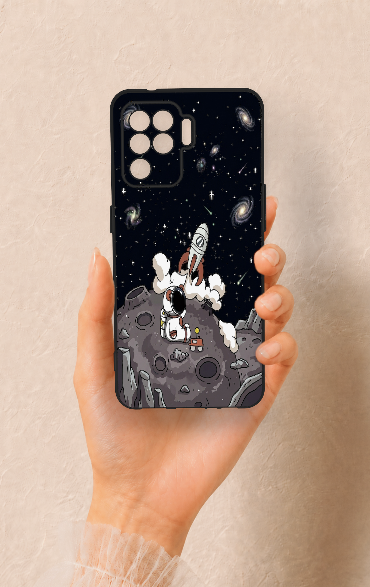 Oppo Reno 5 Lite Uyumlu Uzay Astronot Desenli Silikon Kılıf