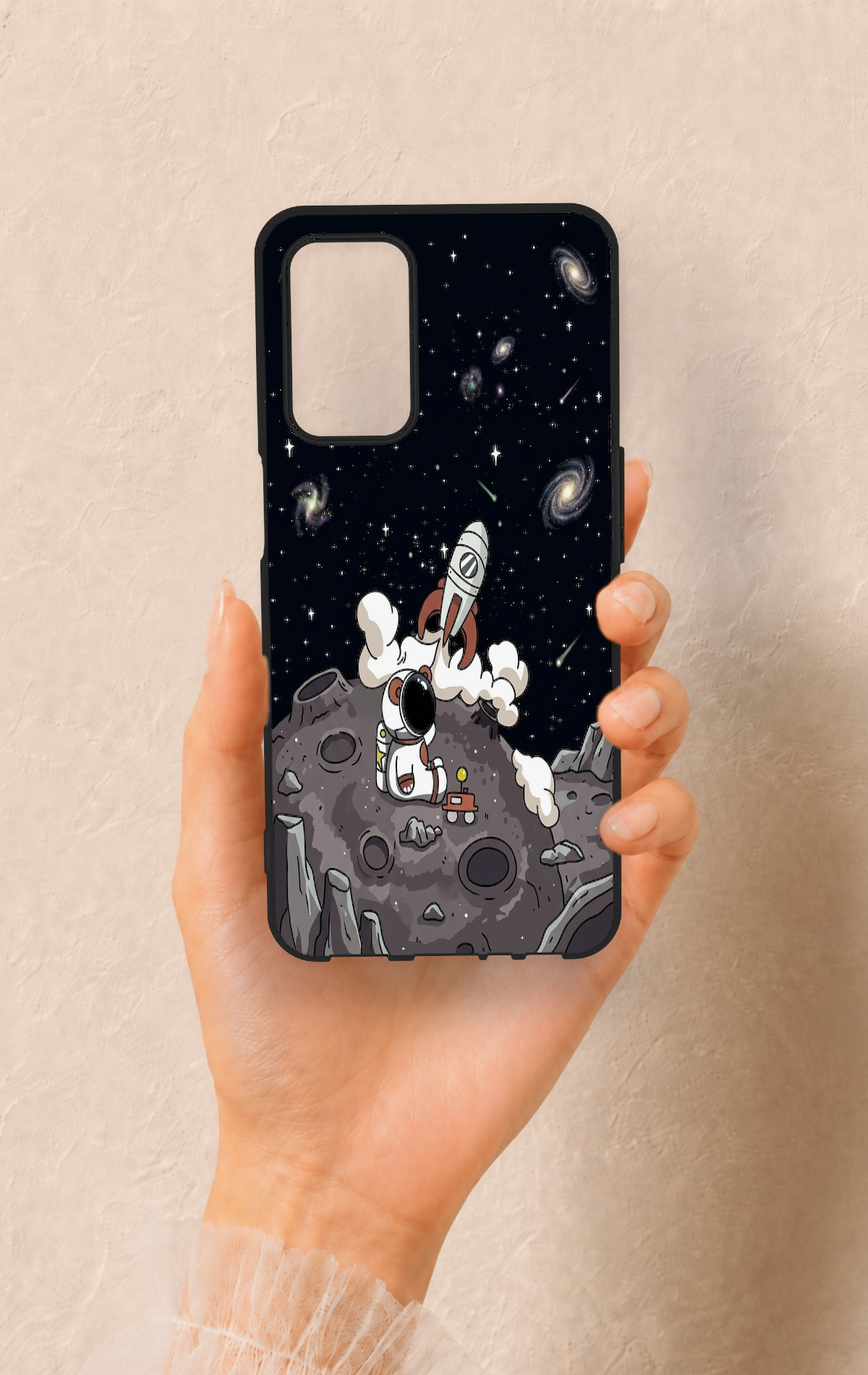 Oppo A55 Uyumlu Uzay Astronot Desenli Silikon Kılıf