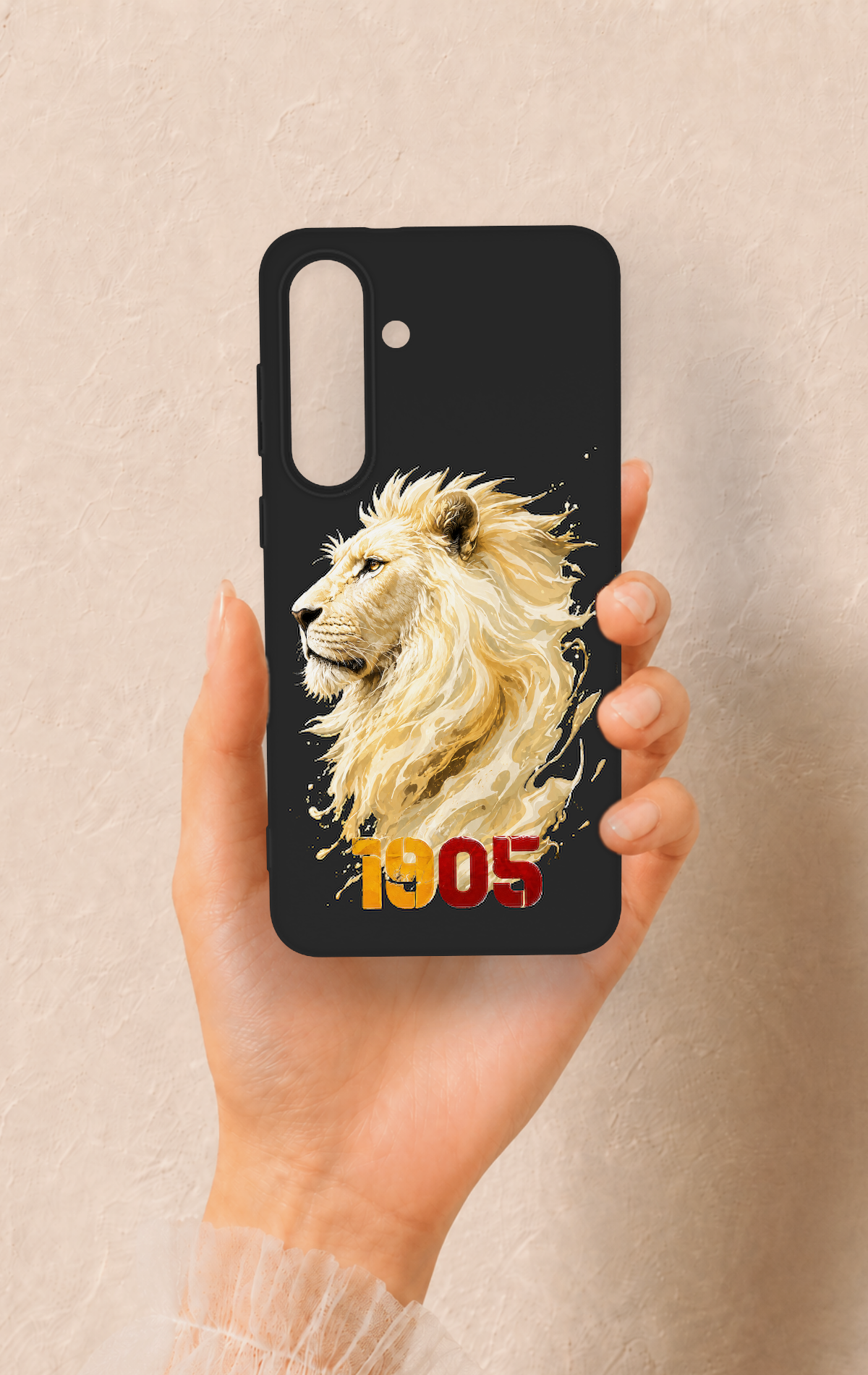 Samsung S25Fe Uyumlu Sarı Kırmızı 1905 Aslan Desenli Silikon Kılıf