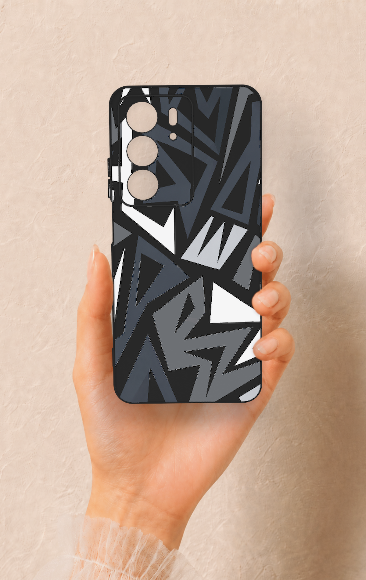 Realme C75 Uyumlu Geometrik Blok Desenli Silikon Kılıf