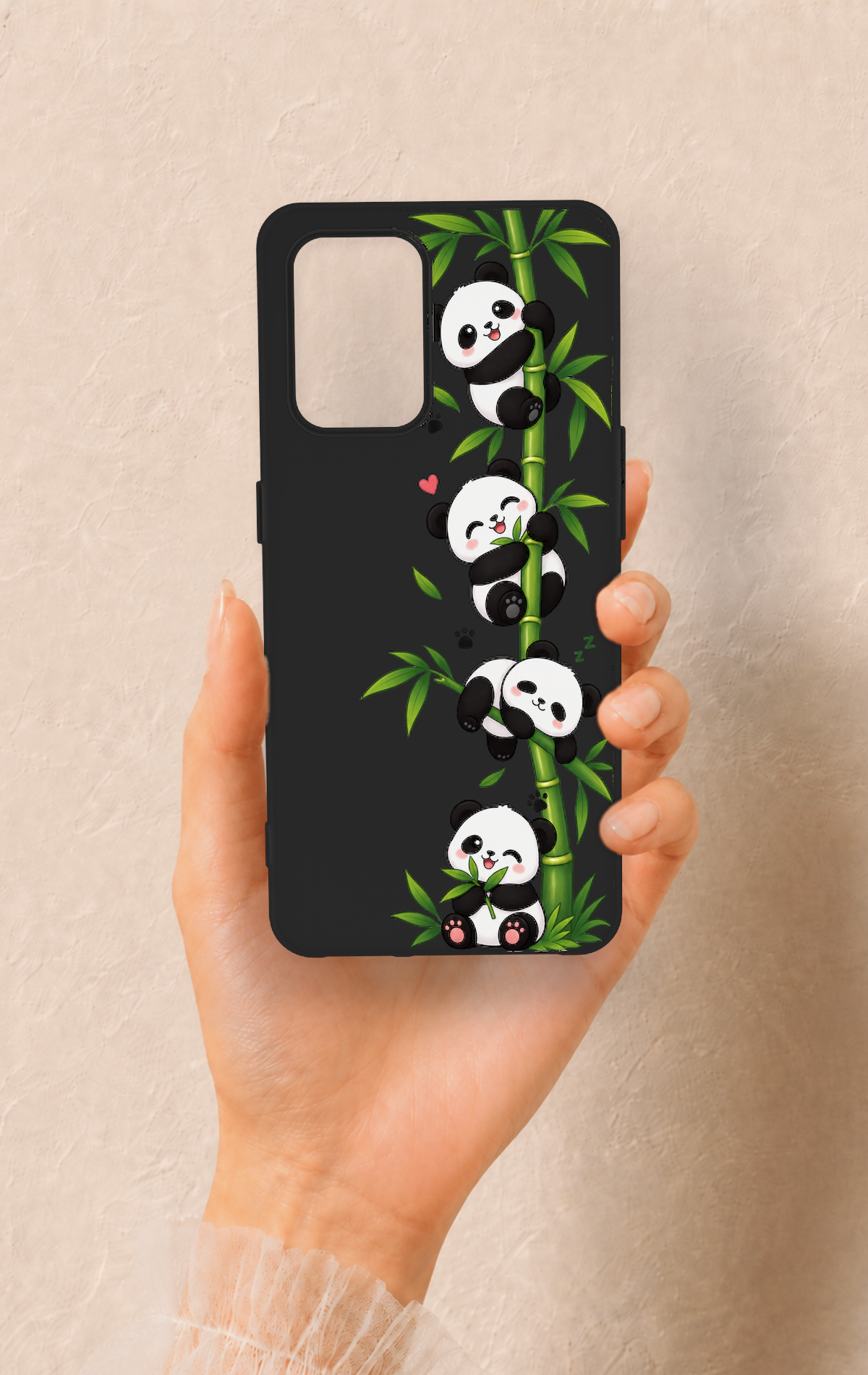 Oppo-A74 Uyumlu Sevimli Panda Bambu Desenli Silikon Kılıf