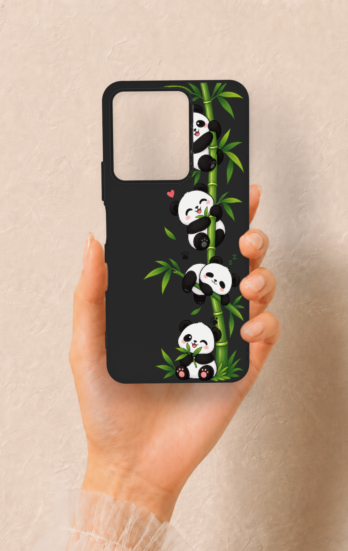 Vivo Y35 Uyumlu Sevimli Panda Bambu Desenli Silikon Kılıf