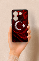 Tecno Camon 20 Pro Uyumlu Kurt Türk Bayrağı Desenli Silikon Kılıf