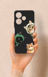 Redmi 13 4G Uyumlu Kedi Ekibi Desenli Silikon Kılıf