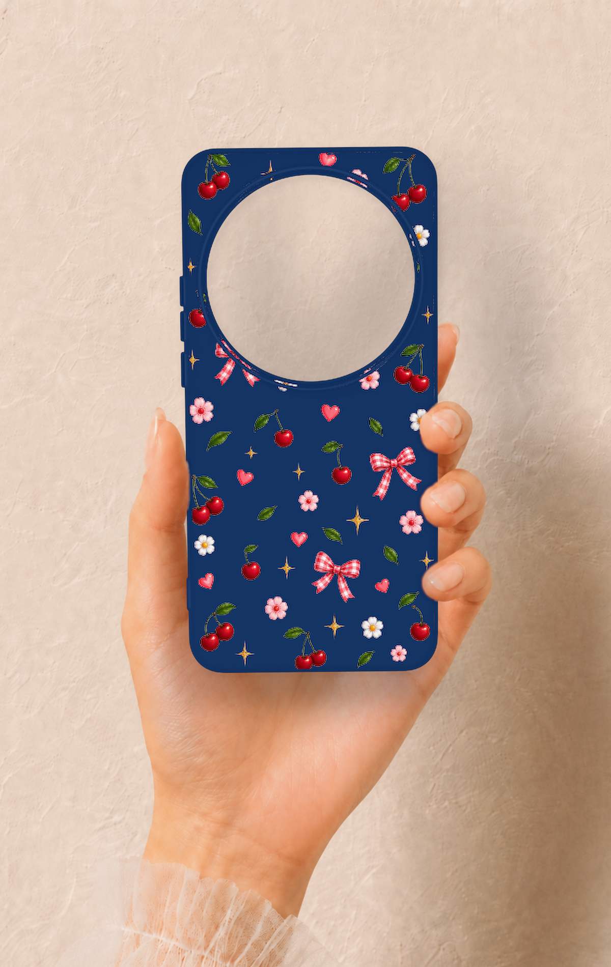 Xiaomi Mi 15 Ultra Uyumlu Çiçek Kiraz Fiyonk Desenli Silikon Kılıf