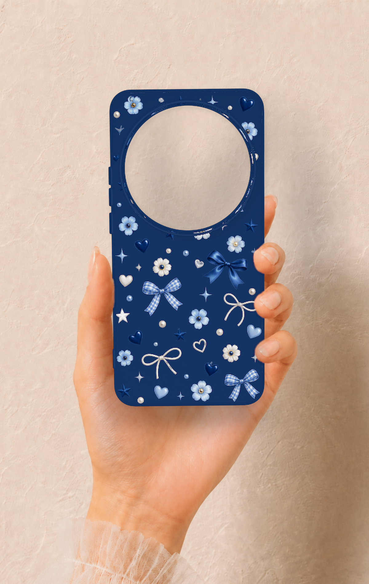 Xiaomi Mi 15 Ultra Uyumlu Mavi Papatya Fiyonk Desenli Silikon Kılıf