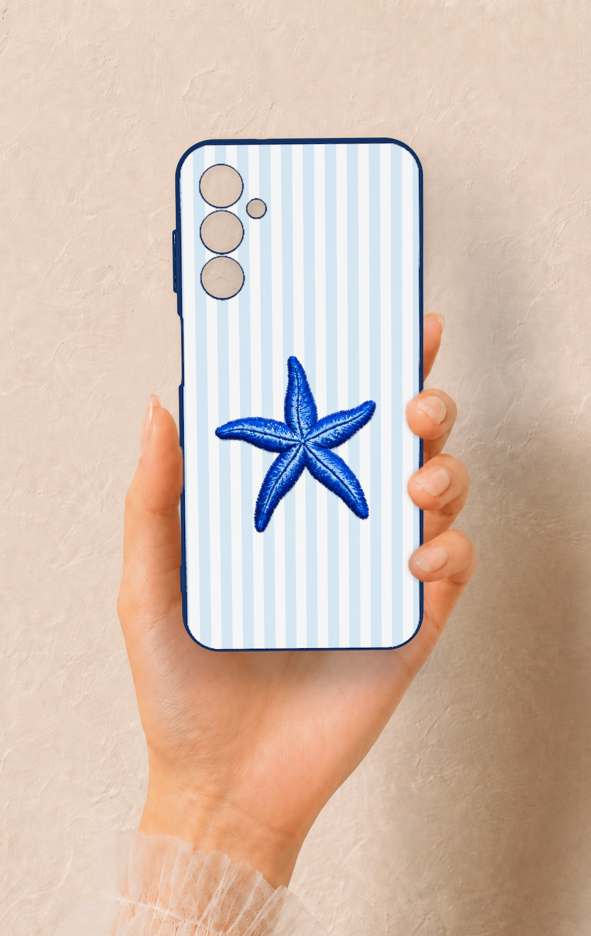 Samsung M14 Uyumlu Mavi Deniz Yıldızı Desenli Silikon Kılıf