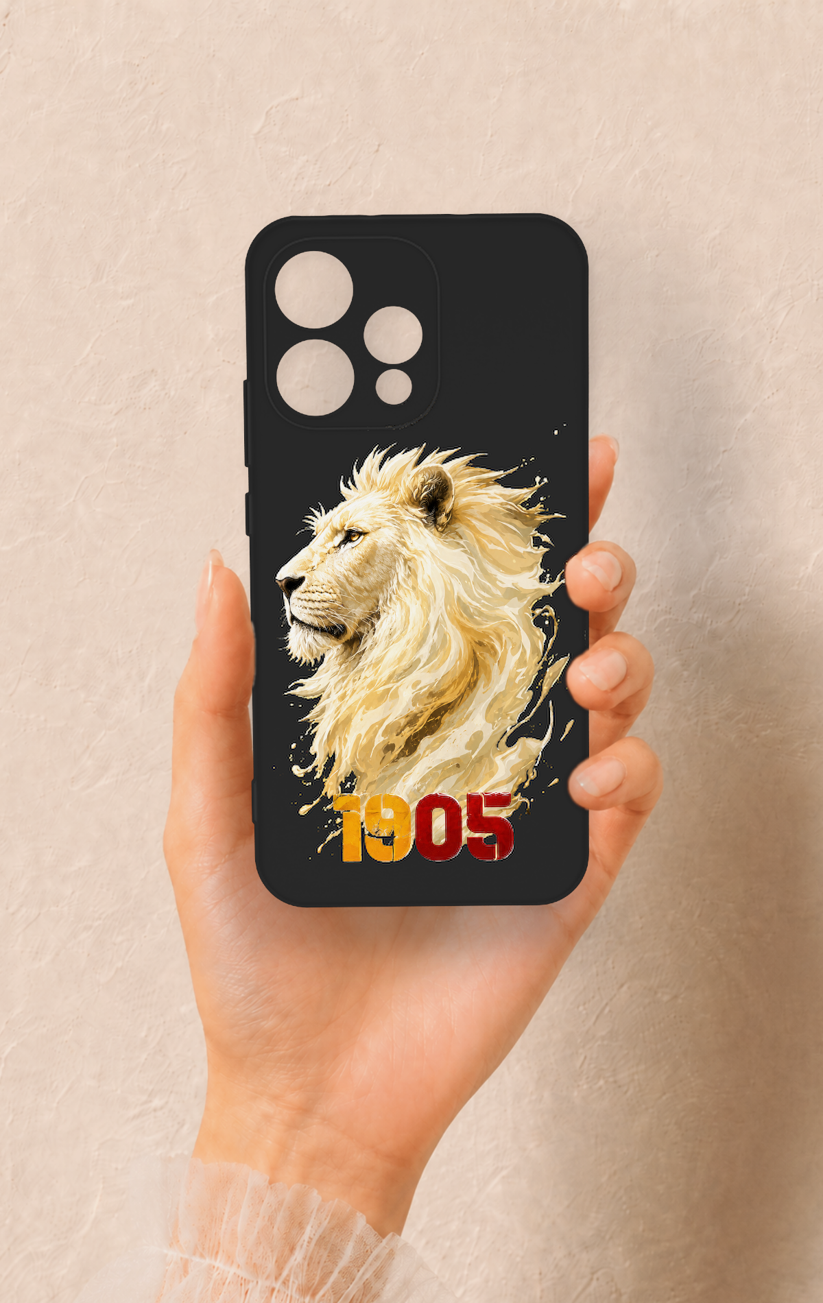 Oppo Reno 15 5G Uyumlu Sarı Kırmızı 1905 Aslan Desenli Silikon Kılıf