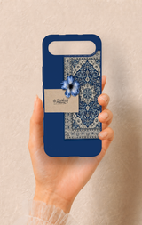 Tecno Spark Slim Uyumlu Mavi Etnik Halı Desenli Silikon Kılıf