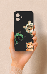 Samsung A07 Uyumlu Kedi Ekibi Desenli Silikon Kılıf