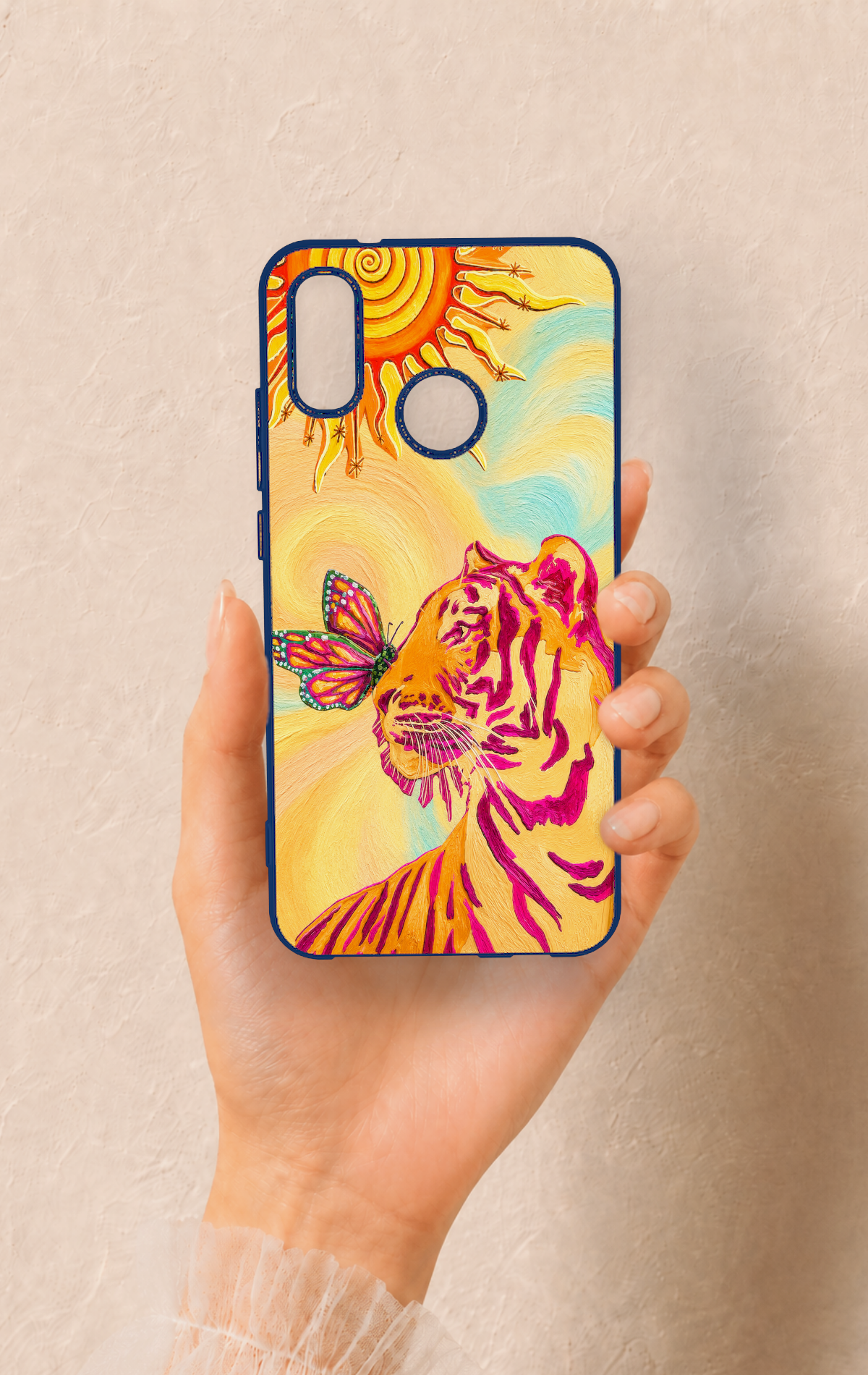 Huawei P20 Lite Uyumlu Güneşin Kaplanı Desenli Silikon Kılıf
