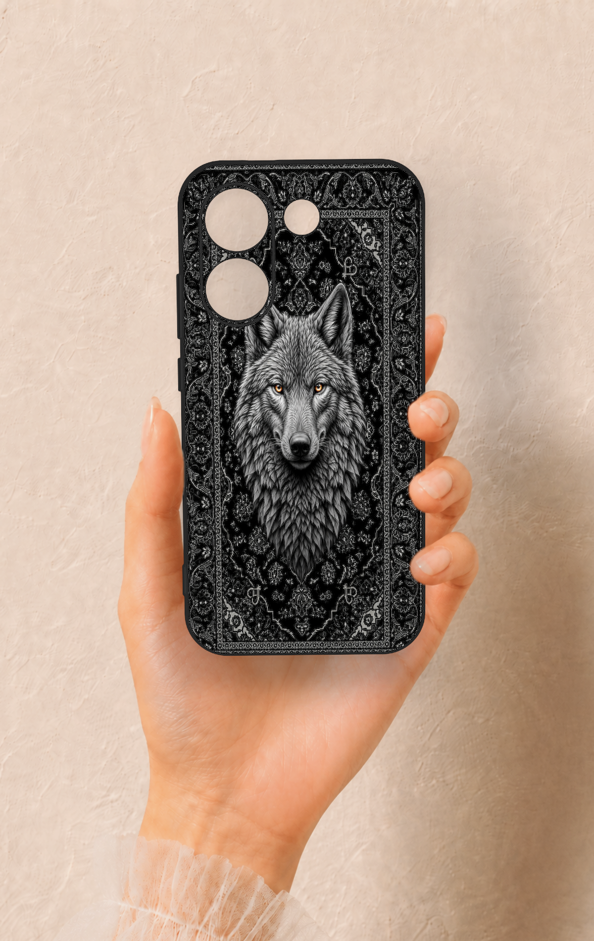 Poco X8 Pro Uyumlu Etnik Kurt Desenli Silikon Kılıf