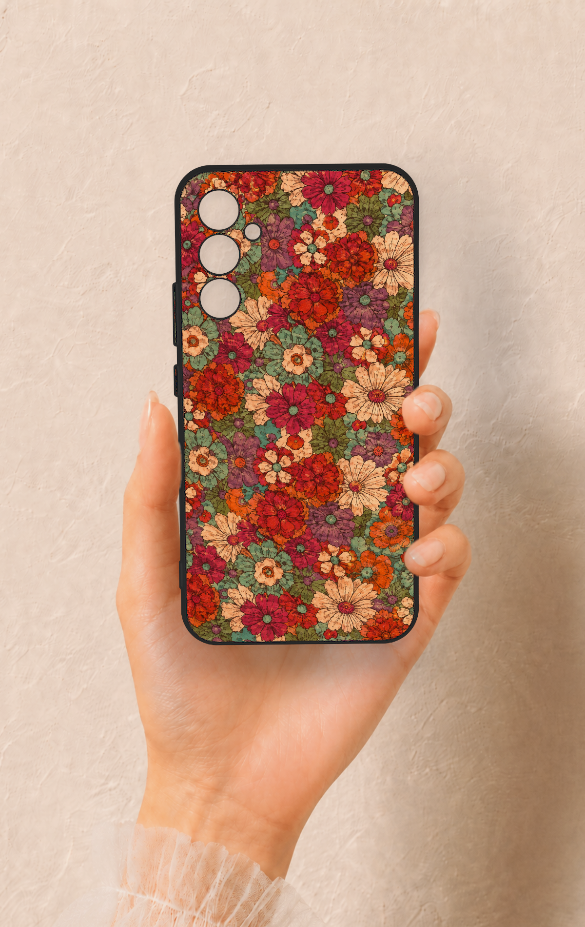 Samsung A34 Uyumlu Pastel Çiçek Bahçesi Desenli Silikon Kılıf