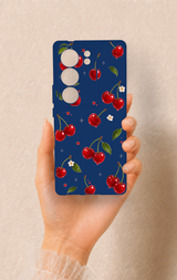 Vivo V29 Uyumlu Kiraz Papatya Desenli Silikon Kılıf