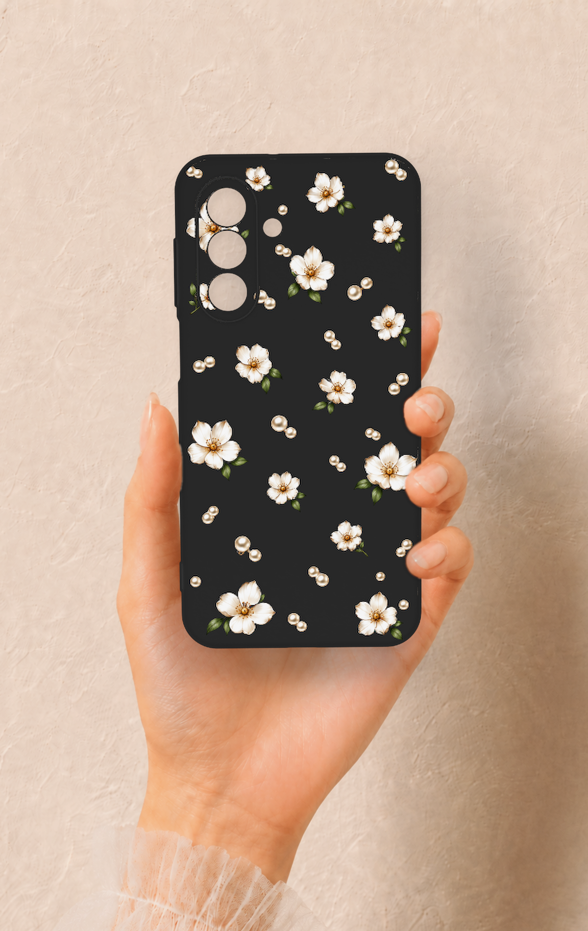 Samsung A17 Uyumlu İnci Papatya Desenli Silikon Kılıf