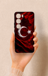 Vivo V40 Lite 5G Uyumlu Kurt Türk Bayrağı Desenli Silikon Kılıf