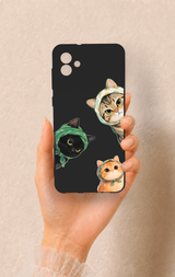 Samsung A04 Uyumlu Kedi Ekibi Desenli Silikon Kılıf