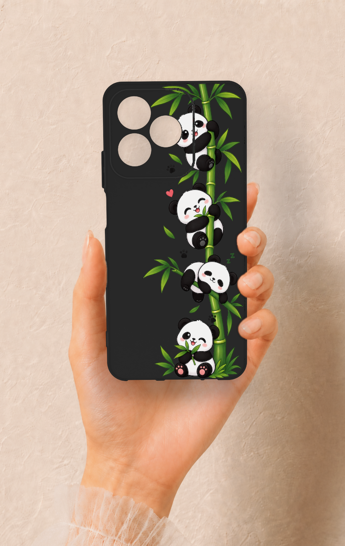Realme C53 Uyumlu Sevimli Panda Bambu Desenli Silikon Kılıf