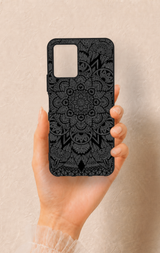 Vivo Y33S Uyumlu Siyah Beyaz Mandala Desenli Silikon Kılıf