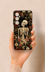 Realme C65 Uyumlu Çiçek İskelet Desenli Silikon Kılıf