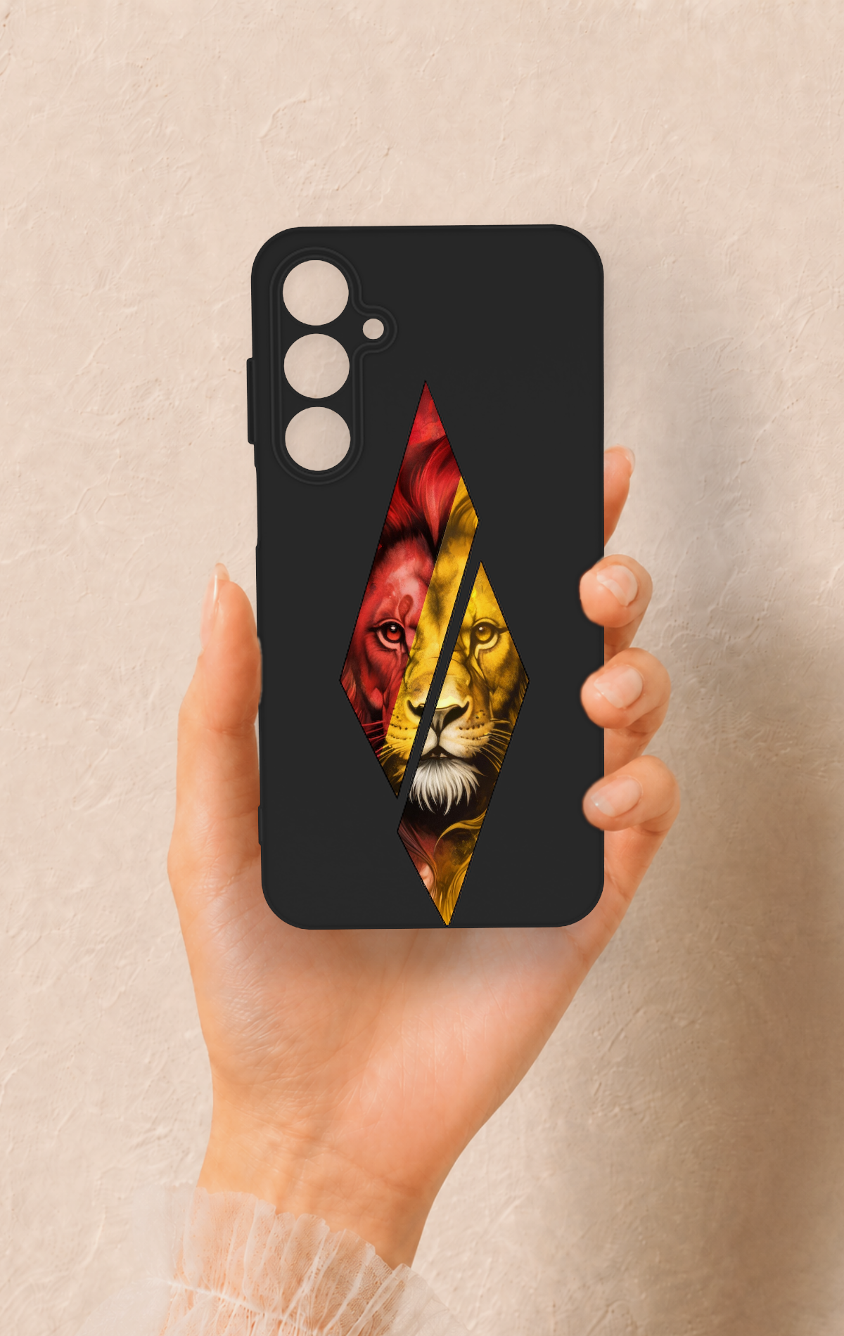 Samsung A55 Uyumlu Kesik Aslan Desenli Silikon Kılıf