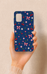 Samsung A31 Uyumlu Çiçek Kiraz Fiyonk Desenli Silikon Kılıf