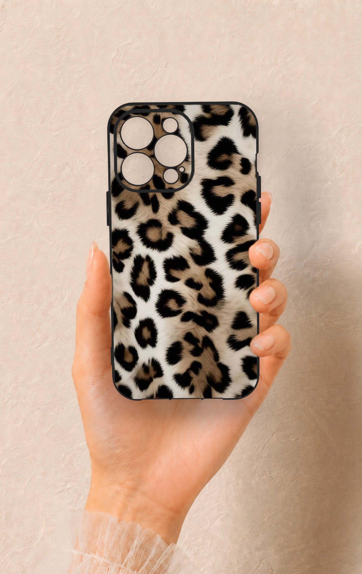 iPhone 14 Pro Max Uyumlu Leopar Derisi Desenli Silikon Kılıf