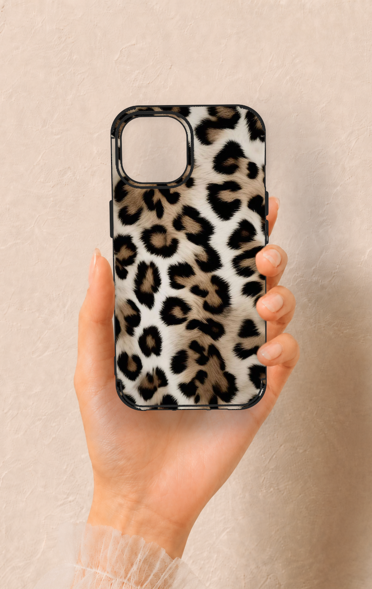 iPhone 15 Uyumlu Leopar Derisi Desenli Silikon Kılıf