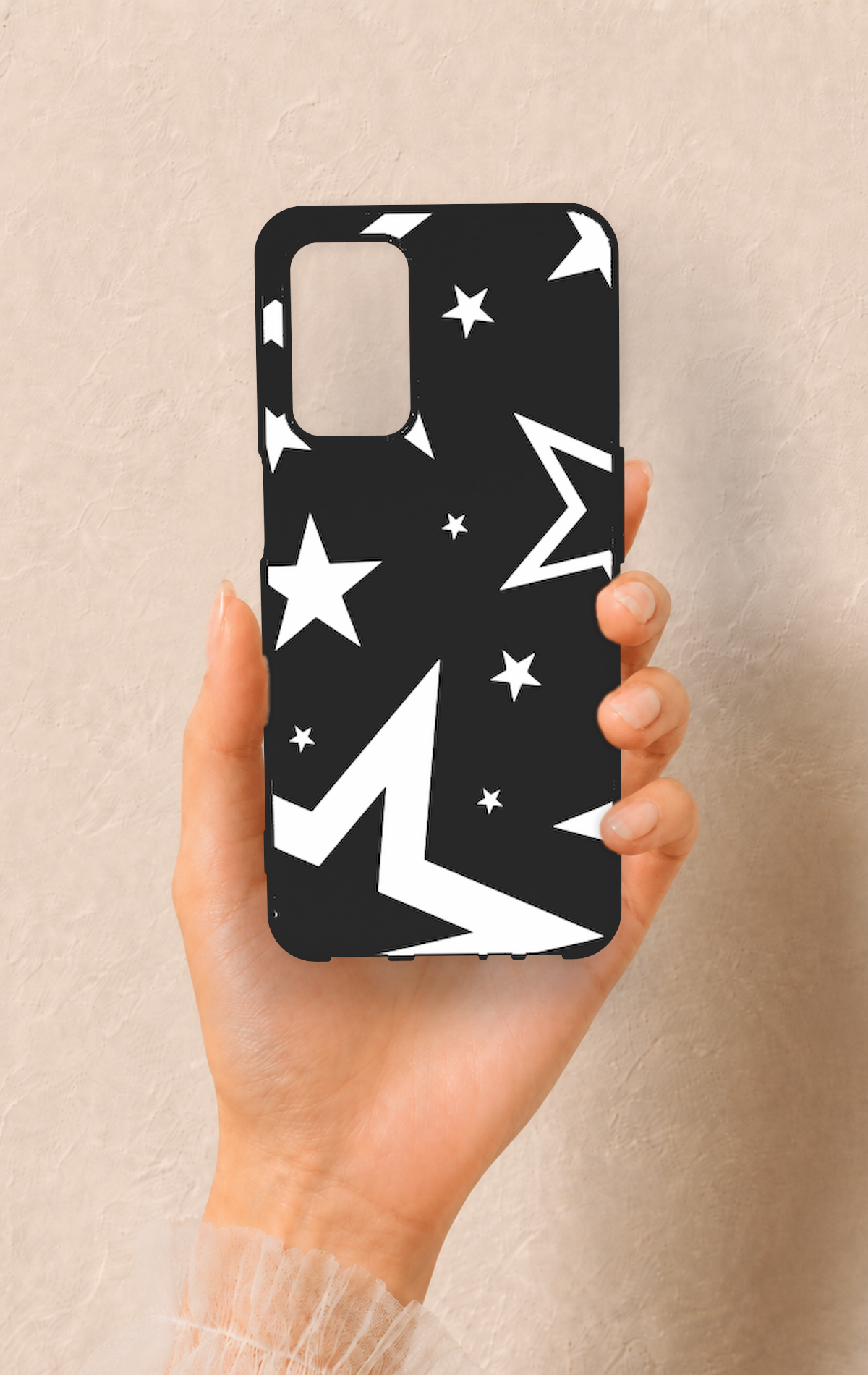 Oppo A55 Uyumlu Siyah Mega Star Desenli Silikon Kılıf