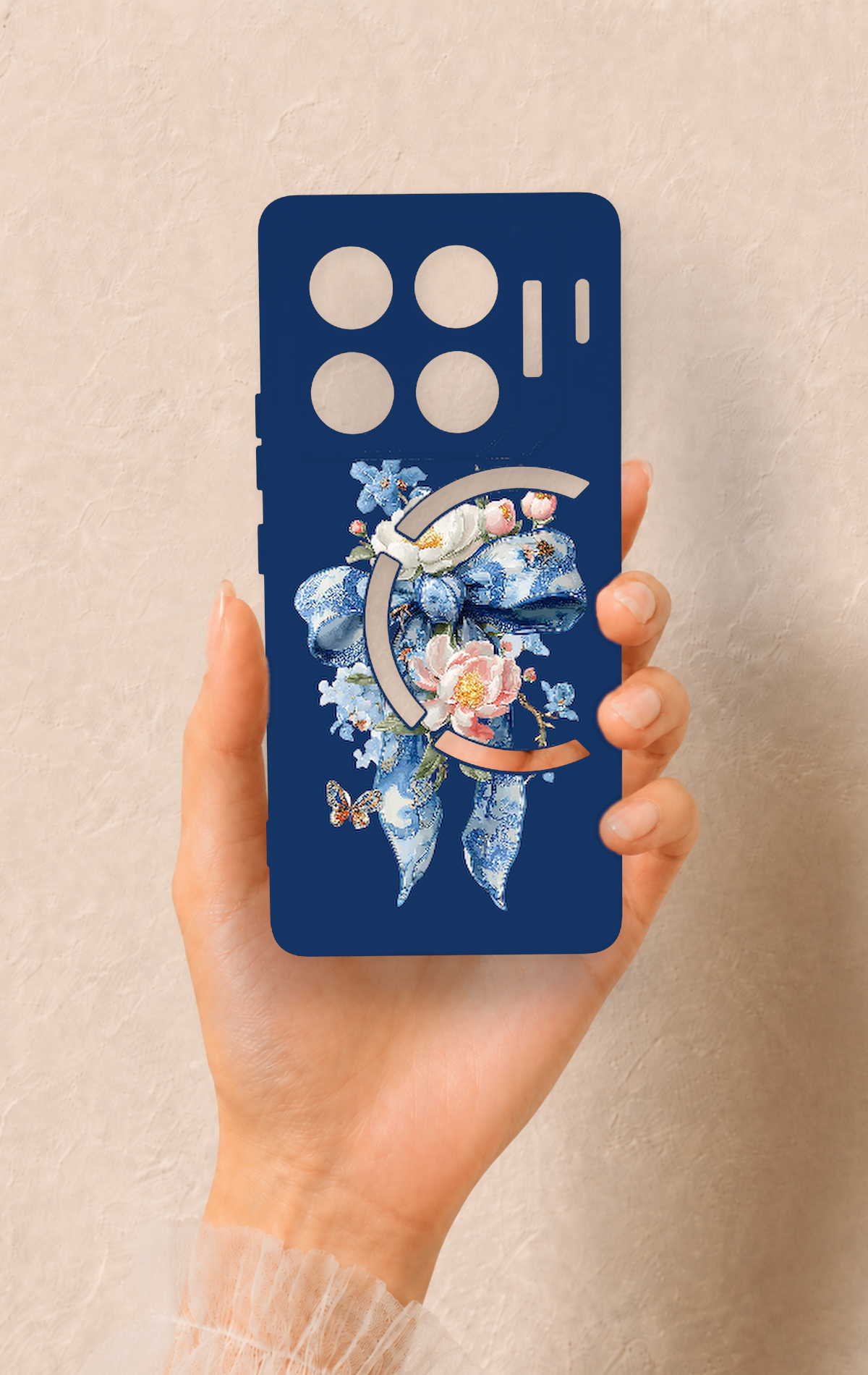 İnfinix Gt 20 Pro Uyumlu Mavi Kurdeleli Çiçek Desenli Silikon Kılıf