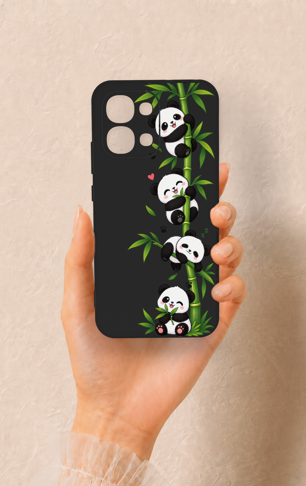 Oppo A6 Pro Uyumlu Sevimli Panda Bambu Desenli Silikon Kılıf