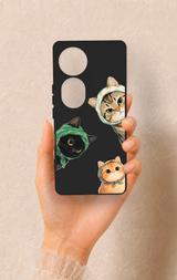 Vivo V40 Uyumlu Kedi Ekibi Desenli Silikon Kılıf