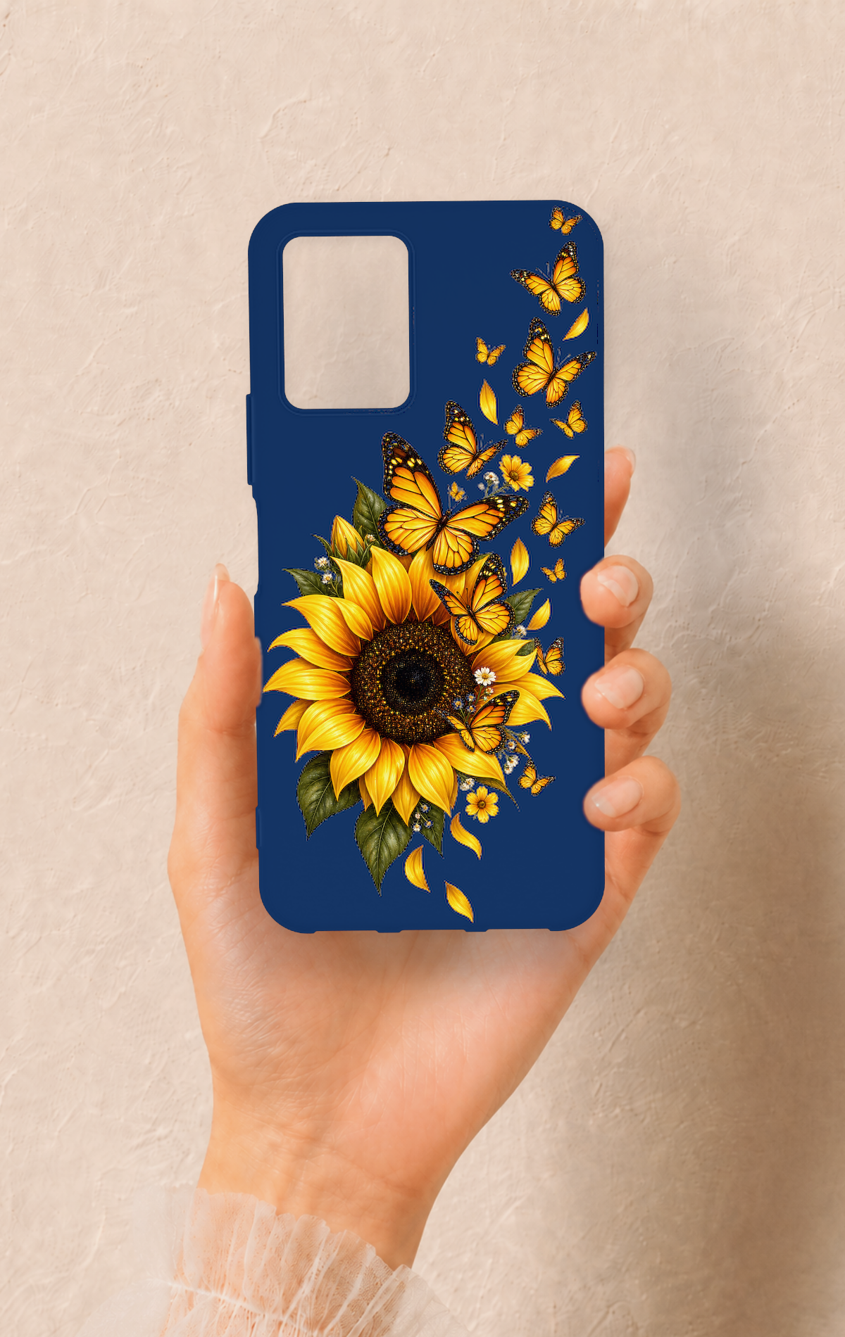 Vivo Y33S Uyumlu Ayçiçeği Desenli Silikon Kılıf