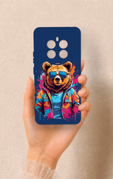 Realme 12 4G Uyumlu Gözlüklü Ayı Desenli Silikon Kılıf