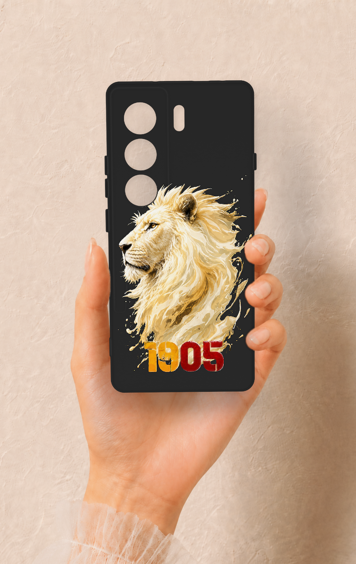 Tecno Camon 40 4G Uyumlu Sarı Kırmızı 1905 Aslan Desenli Silikon Kılıf