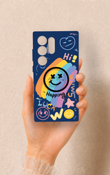 Samsung S24 Ultra Uyumlu Happing Smile Desenli Silikon Kılıf