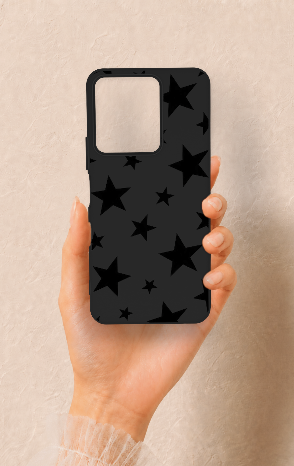 Vivo Y35 Uyumlu Siyah Star Desenli Silikon Kılıf