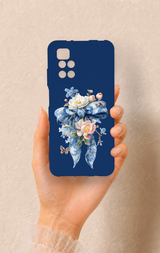 Redmi 10 2022 Uyumlu Mavi Kurdeleli Çiçek Desenli Silikon Kılıf