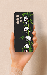 Samsung-A72 Uyumlu Sevimli Panda Bambu Desenli Silikon Kılıf