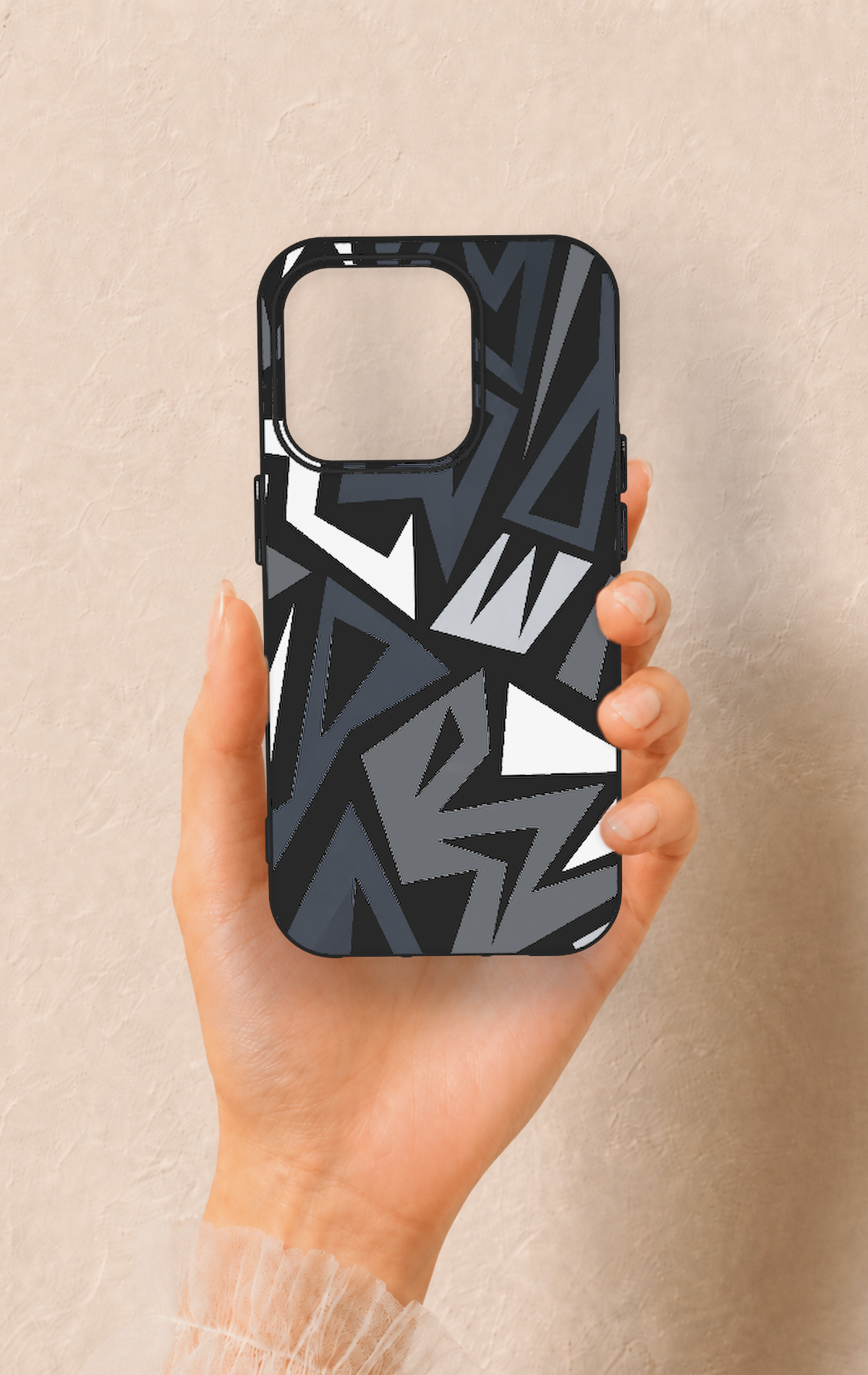 iPhone 15 Pro Uyumlu Geometrik Blok Desenli Silikon Kılıf
