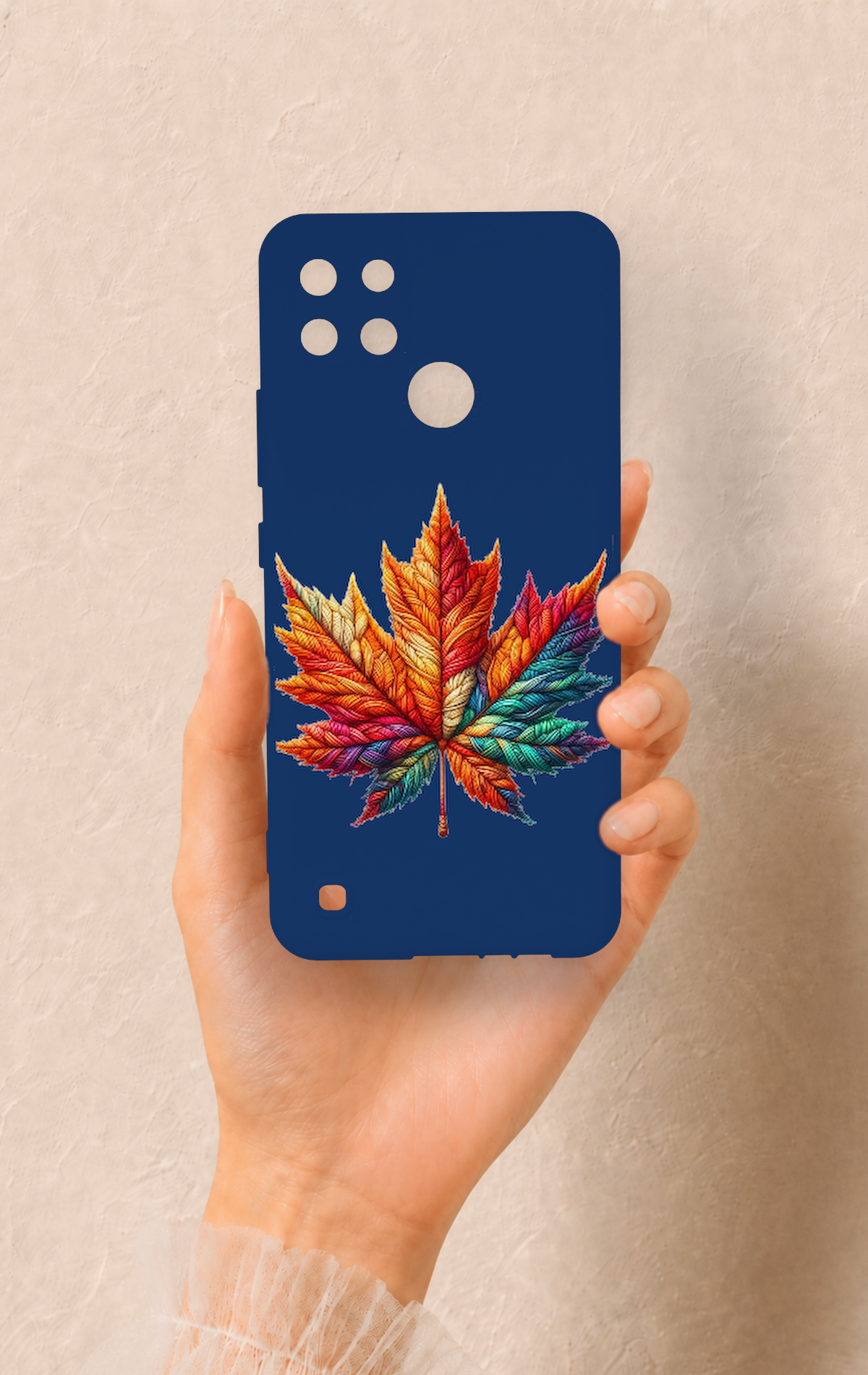 Realme C21Y Uyumlu Renkli Yaprak Desenli Silikon Kılıf