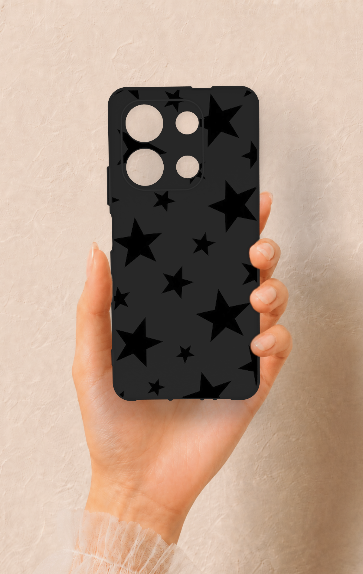 İnfinix Note 30 Uyumlu Siyah Star Desenli Silikon Kılıf