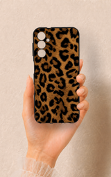 Samsung A14 Uyumlu Koyu Leopar Deri Desenli Silikon Kılıf