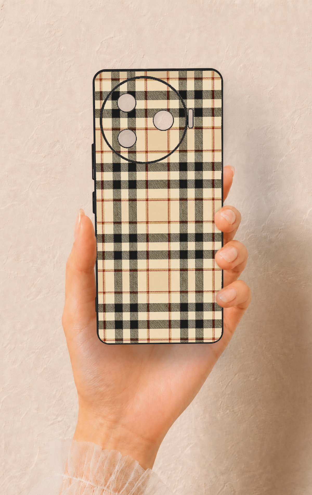 Tecno Camon 30 Pro 5G Uyumlu Karamel Siyah Ekose Desenli Silikon Kılıf