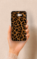 Samsung J7 Prime Uyumlu Koyu Leopar Deri Desenli Silikon Kılıf