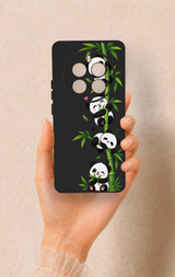 Realme 12 Pro Uyumlu Sevimli Panda Bambu Desenli Silikon Kılıf
